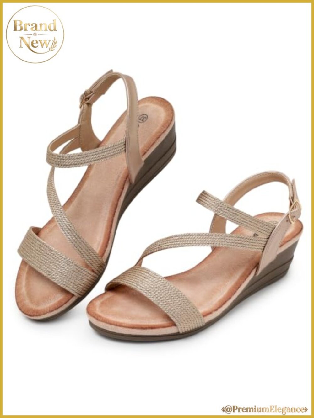 Womens Dressy Strappy Wedge Sandals Open Toe Ankle Strap Comfort Low Wedge